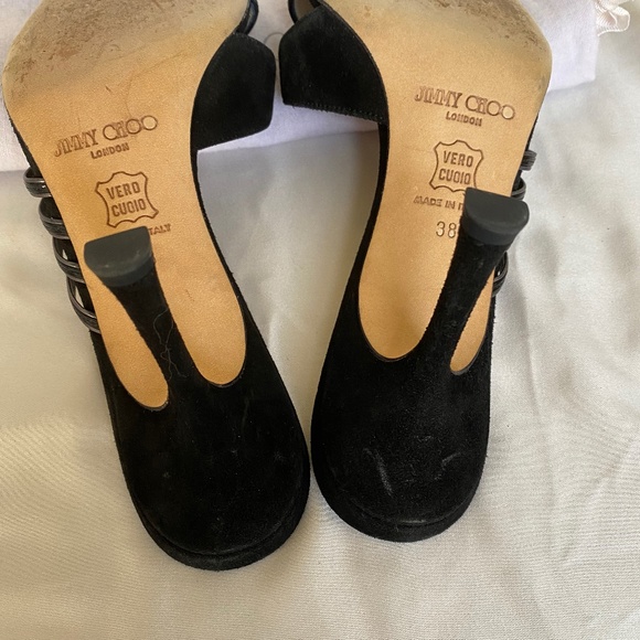 Jimmy Choo Leather/Suede Black Sandal Heels - Picture 6 of 6